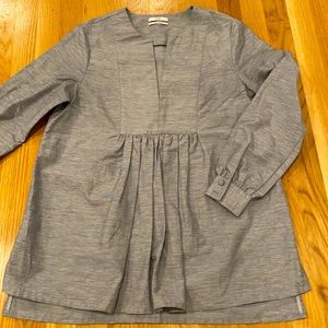 CO tunic, size S, cotton/linen, navy/white